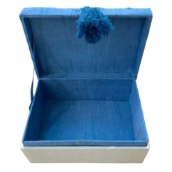 Home Decoration Store -Home Decoration Store 4x7in blue fabric box 1