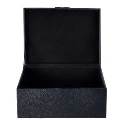 Black Leather Decorative Box, Large -Home Decoration Store black leather decorative box large 2
