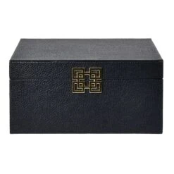 Black Leather Decorative Box, Large