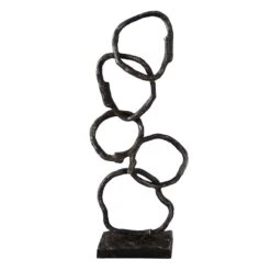 Black Metal Organic Rings Sculpture, 19"