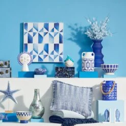 Blue Mosaic Glass Decorative Box, 9" -Home Decoration Store blue mosaic glass decorative box 9 2