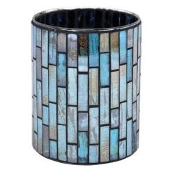 Blue Mosaic Glass Vase, 6"