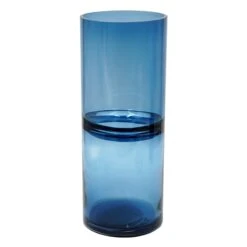Blue Ring Glass Vase, 12"