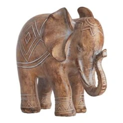 Brown Aztec Design Elephant, 7"