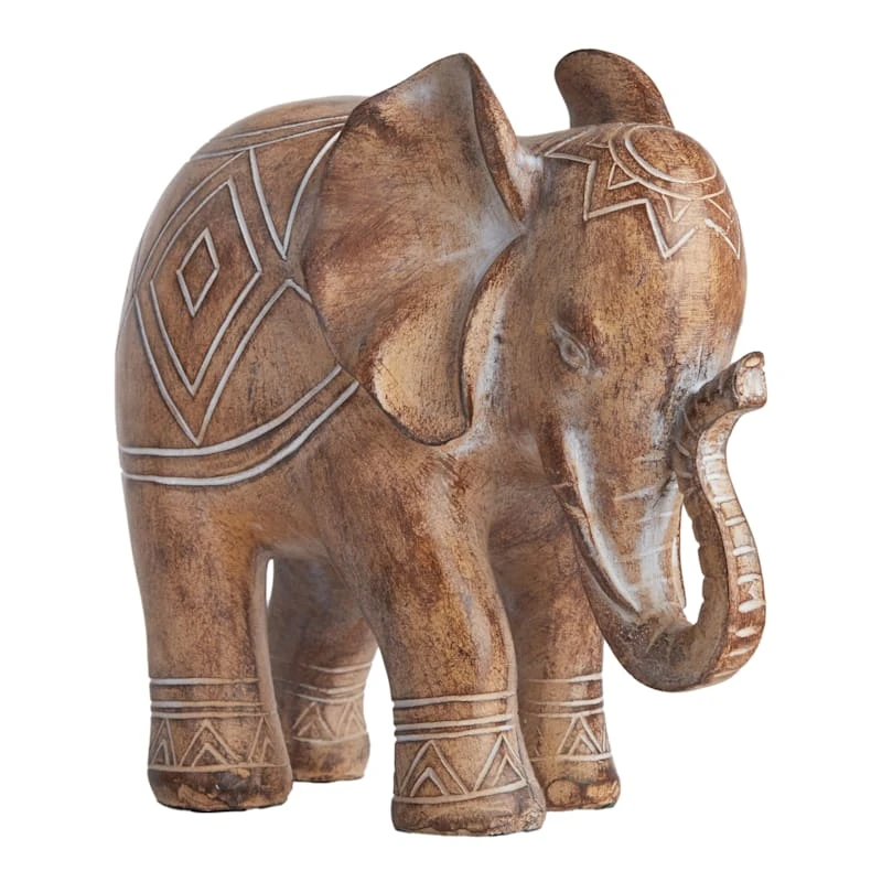 Brown Aztec Design Elephant, 7" 1 Brown Aztec Design Elephant, 7"
