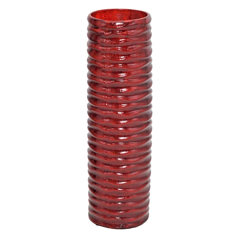 Cherry Carved Faux Wood Vase, 12" 1 Cherry Carved Faux Wood Vase, 12"