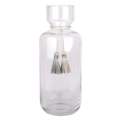 Clear Glass Vase With Tassels, 4"