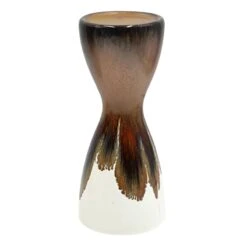 Crosby St White & Brown Reactive Ceramic Vase, 10"