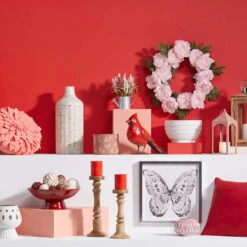 Home Decoration Store -Home Decoration Store distressed white metal vase with perforated flowers 18 1