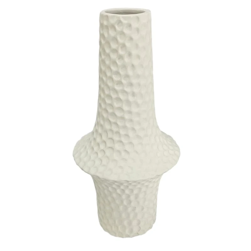 Found & Fable White Hammered Vase, 10" 1 Found & Fable White Hammered Vase, 10"