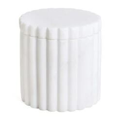 Found & Fable White Ribbed Marble Box