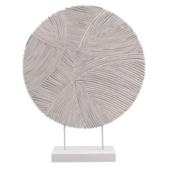 Found & Fable White Round Etched Disk Figurine, 19"