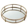 Gold Mirrored Round Metal Tray, 14"