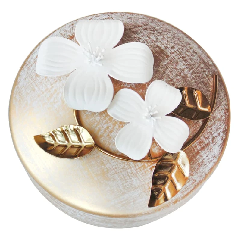 Grace Mitchell Gold Brushed Iron Box With Flower Bunch 2 Grace Mitchell Gold Brushed Iron Box With Flower Bunch - Image 2