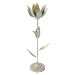 Grace Mitchell Gold Flower Candle Holder, 17.5"