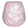 Grace Mitchell White Floral Pink Glass Vase, 6"