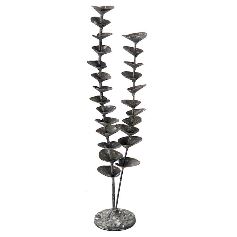 Grey Metal Plant Sculpture, 20" 1 Grey Metal Plant Sculpture, 20"