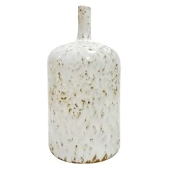 Honeybloom Emily White & Brown Ceramic Vase, 9.5"