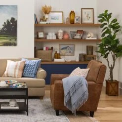 Honeybloom Ivory & Blue Striped Decorative Box, 6x5 -Home Decoration Store honeybloom ivory blue striped decorative box 6x5 7