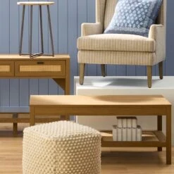 Honeybloom Ivory & Blue Striped Decorative Box, 6x5 -Home Decoration Store honeybloom ivory blue striped decorative box 6x5 8