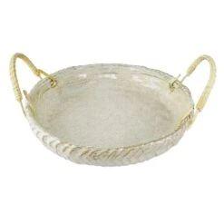 Honeybloom Neutral Ceramic Tray, 11"