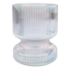 Laila Ali Iridescent Fluted Glass Vase, 6"