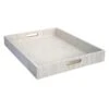LG Rect Woven White Gold Tray