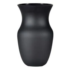 Matte Black Glass Vase, 9"