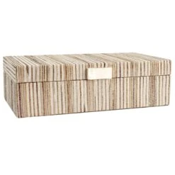 Neutral Water Hyacinth Striped Decorative Box, 13x7
