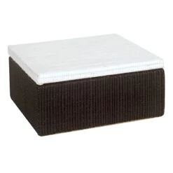 Providence Black & White Seagrass Box, 5.5"