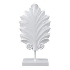 Providence White Scrolled Leaf Figurine, 12"