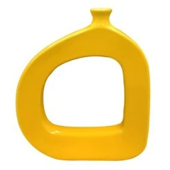 Riley Yellow Open Ceramic Vase, 9"