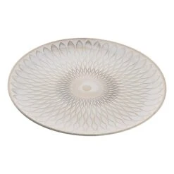 Round Cream & Tan Patterned Decorative Tray, 17"