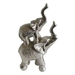 Stacked Silver Elephant Figurine, 16"
