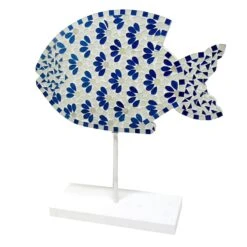 Tracey Boyd Blue Mosaic Greek Fish Table Decor, 14"
