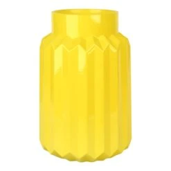 Tracey Boyd Ribbed Yellow Glass Vase, 9.5"