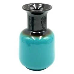 Turquoise Ceramic Vase, 7.5"
