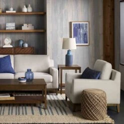 Ty Pennington Blue & Grey Striped Ceramic Vase, 7" -Home Decoration Store ty pennington blue grey striped ceramic vase 7 2