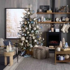 Ty Pennington Blue & Grey Striped Ceramic Vase, 7" -Home Decoration Store ty pennington blue grey striped ceramic vase 7 3