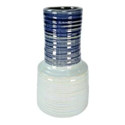 Ty Pennington Blue Reactive Glaze Ceramic Vase, 11"