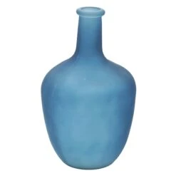 Ty Pennington Frosted Navy Glass Bottle Vase, 10"