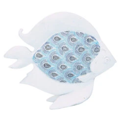 White & Blue Fish Figurine, 8"