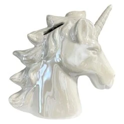 White Ceramic Unicorn Bank, 7"
