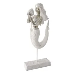 White Mermaid Figurine, 12.5"