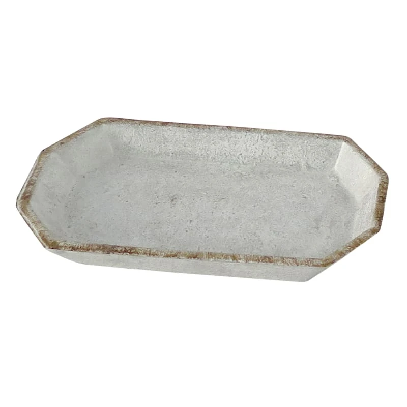 White Metal Trinket Tray, 8x4 1 White Metal Trinket Tray, 8x4