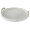 White Round Wooden Decorative Tray, 21"