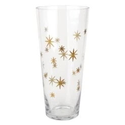 Willow Crossley Gold Etched Star Glass Vase, 11.8"