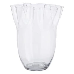 Willow Crossley Pie Crust Edge Clear Glass Vase, 17"